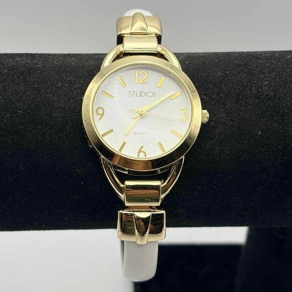 Gold & White Studio Time Cuff Watch - Picture 1 of 4